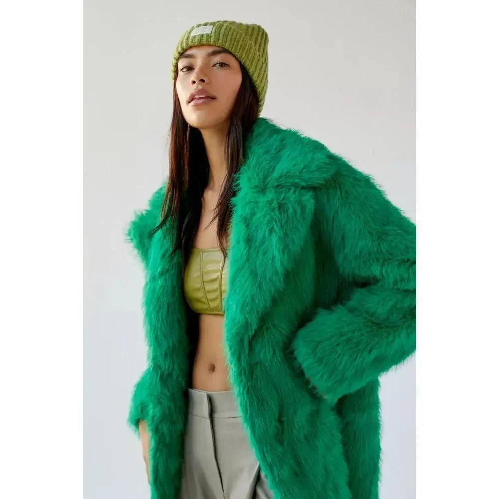 URBAN OUTFITTERS UO Maddie Faux Fur Coat XS Long Overcoat Furry Retro Vintage - Picture 5 of 10